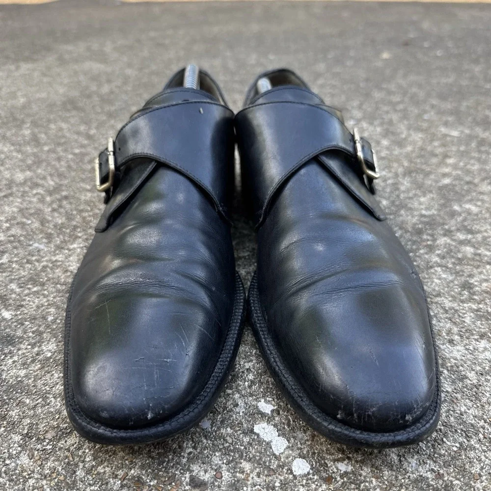 Ferragamo Lavorazione Italy Made mens shoes Monk Strips Black Size 11 B (Narrow)